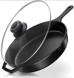 13 Inch Pan Lid Tempered Glass Pot Lid Replacement Pan Cover for Cast Iron Skillets, Frying Pans, Pots and Wok, Clear