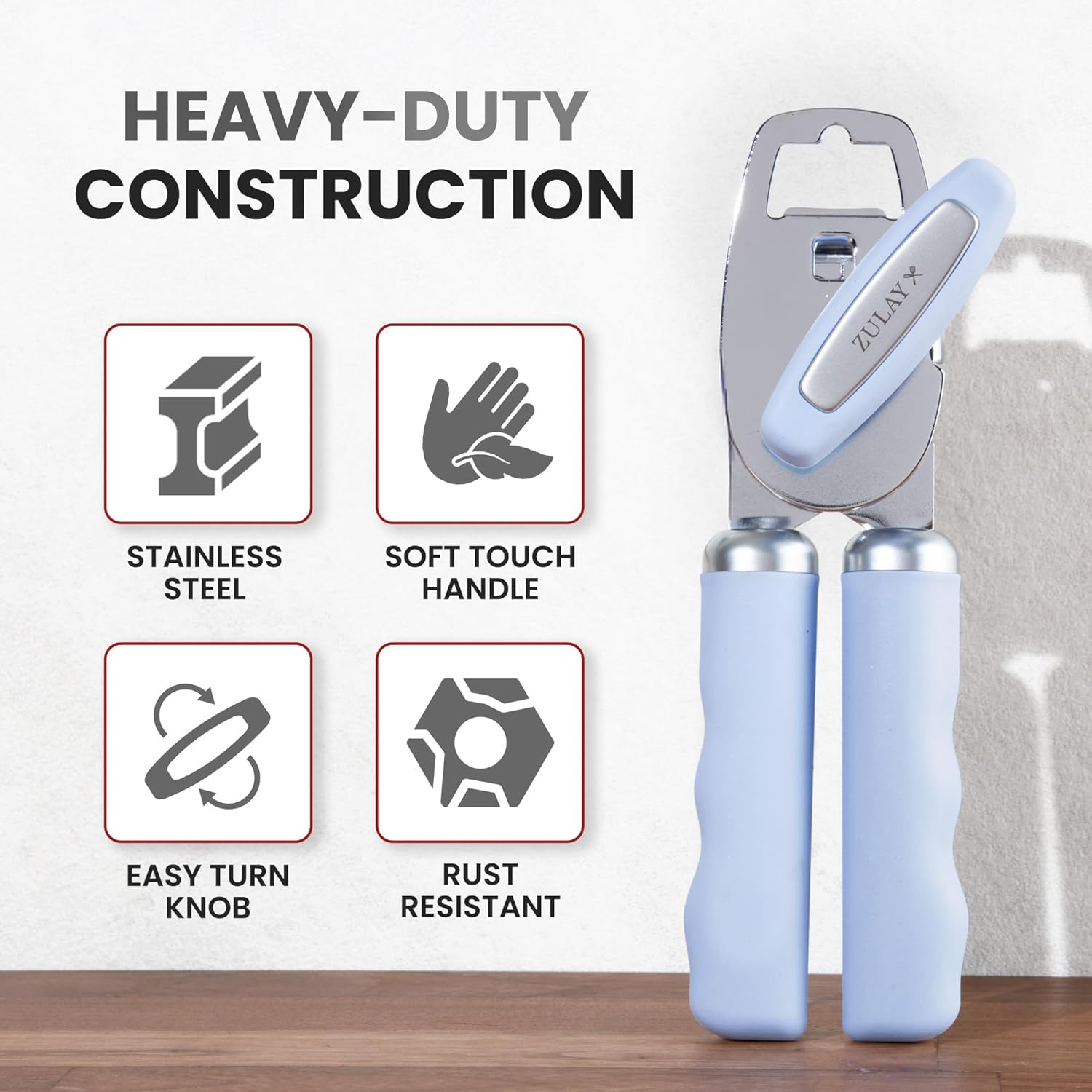 Zulay Kitchen Manual Can Opener with Bottle Opener with Turn Knob