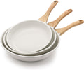 SENSARTE Nonstick Frying Pan Skillets, White Ceramic Coating Omelette Pans, Healthy Cookware Chef's Pan, Free of Intentionally Added PTFE & PFAS (9.5+11+12.5 Inch)