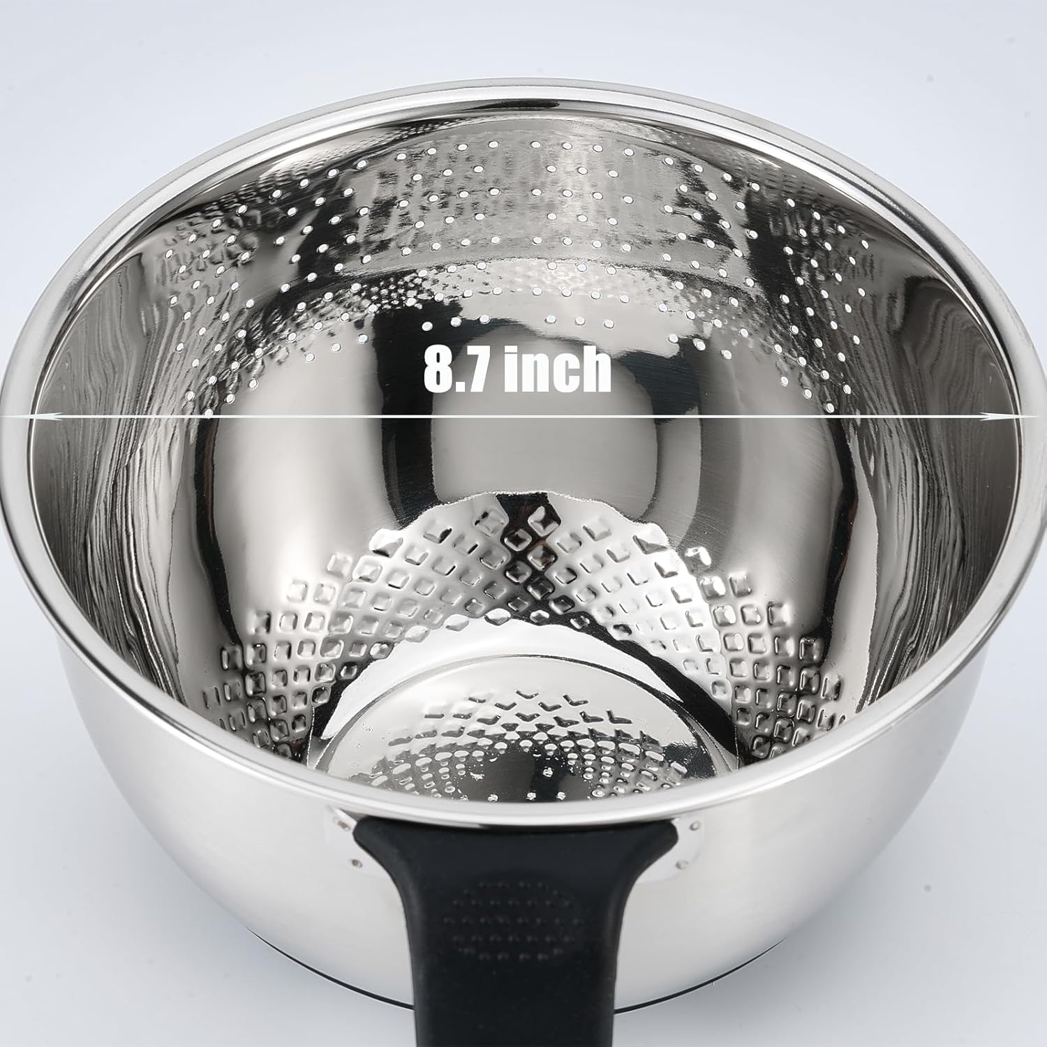 Kitchen Strainers and Colanders with Handle, Stainless Steel Grater with Container, Vegetable Shredder with 3 Blades, Versatile Side Drainer Bowl for Washing Rice, Beans and Fruits