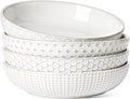 LE TAUCI Pasta Bowl 36 oz, Salad Bowl Serving Plate Bowls, Housewarming Wedding Present, Ceramic Embossment Bowl for Pasta, Fruits, Salad, Noodle, Dinner - 8 Inch, Set of 4, Arctic White