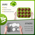 12 Cups Silicone Muffin Pan with Metal Reinforced Frame Regular Size Cupcake Pan Tray Egg Bites Silicone Circle Cookie Molds Muffin Tin Tart Pans Baking Sheet Set for Oven Dishwasher Safe
