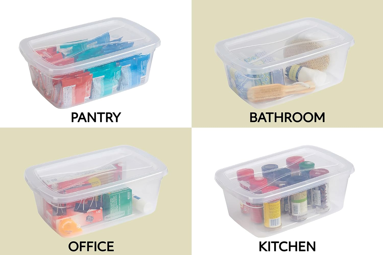 Rubbermaid Cleverstore 6 Qt Clear Storage Bins with Lids, 12-Pack, Stackable, BPA-Free, Made in USA