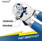 PrinChef Can Opener Manual, Can Tin Bottle Opener with Magnet - No-Trouble-Lid-Lift, Handheld Can Opener Smooth Edge with Sharp Blade, Heavy Duty and Easy to Use, for Seniors with Arthritis, Blue