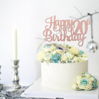 1 PCS Happy 20th Birthday Cake Topper Glitter Cheers to 20 Years Birthday Cake Pick Twenty 20 Fabulous Cake Decoration for Happy 20th Birthday Theme Party Decorations Supplies Rose Gold