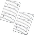 P&P CHEF Cooling Baking Rack Pack of 2, Stainless Steel Cooling Racks for Cooking Baking Roasting Grilling Drying, Dense Wires & Smooth Edge, Easy to clean, Silver, 9.7" x 7.3"
