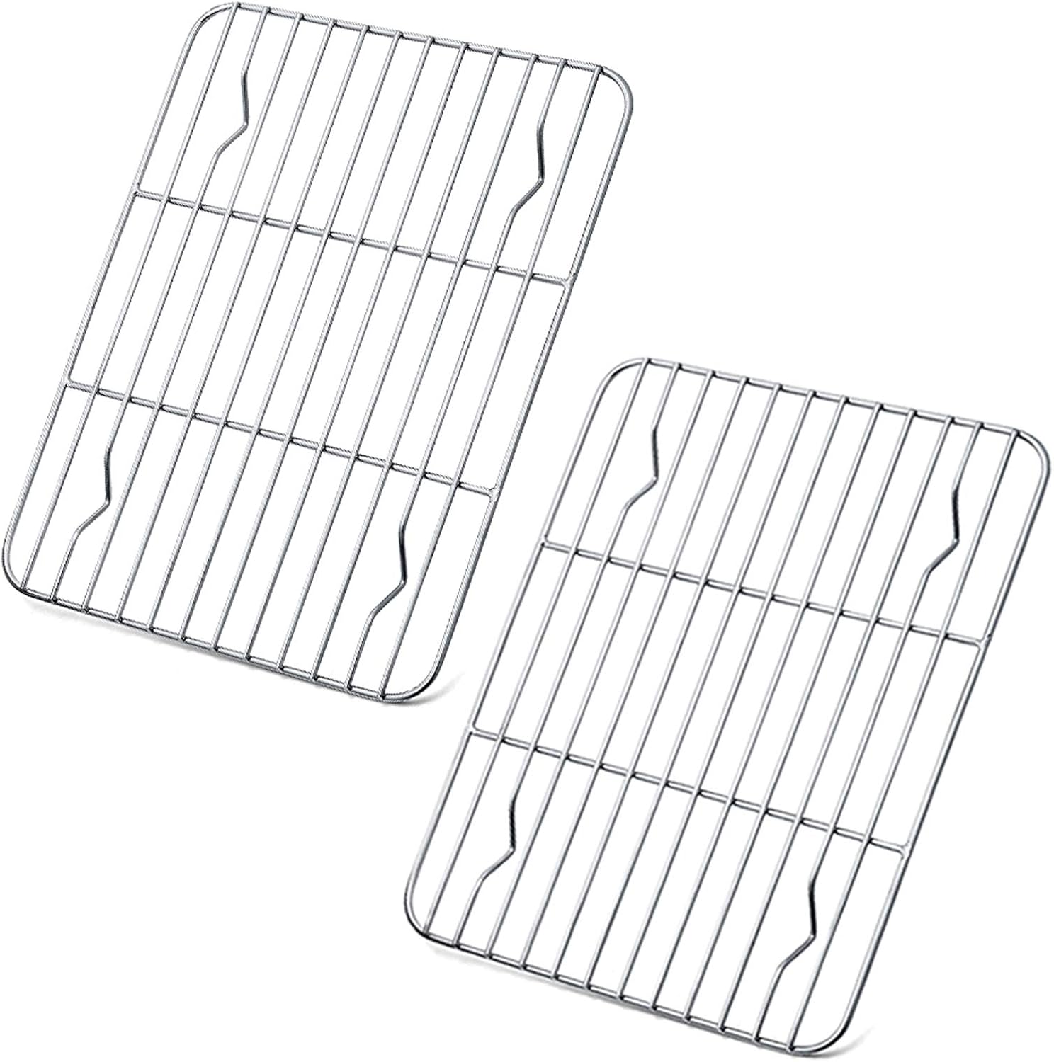 P&P CHEF Cooling Baking Rack Pack of 2, Stainless Steel Cooling Racks for Cooking Baking Roasting Grilling Drying, Dense Wires & Smooth Edge, Easy to clean, Silver, 9.7" x 7.3"