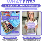 Small Stainless Steel Lunch Box for Baby Toddlers Girls, Mini Bento, 3 Eco Metal Portion Sections Leakproof Lid, Pre-School Daycare Lunches, Toddler Spill-Proof Snack Container, 18 oz/550 mL Purple