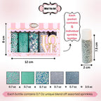 Confect Edible Sprinkles | Navy Blue & Teal Dragees, Green & White Jimmies, Bright Blue Sparkling Sugar | Baking Toppings & Decorations | Sprinkle for Cake & Cupcake Decorating – Vegan, Gluten-Free, Nut-Free, Soy-Free, Dairy-Free, Palm Oil-Free-5 Oz