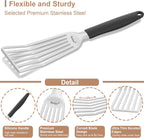 Beijiyi Fish Spatula Stainless Steel, 13.5" Large Metal Fish Spatula for Cast Iron Skillet Cooking and Grilling, Kitchen Slotted Turner with Full Tang Silicone Handle and Curved Blade