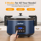 Sunvivi 8.5 Quart Programmable Slow Cooker: Multi-Cooker Food Warmer with Locking Lid & Digital Timer, Adjustable Tempature Control, Dishwasher Safe, Perfect for Families and Gatherings, Blue