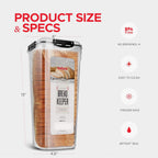 Tafura Bread Container - 5.8 Liter BPA Free Plastic Bread Box - Container/Holder for Homemade Loaves and Baked Goods with Black Airtight Lid