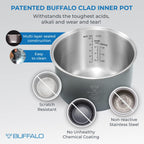 Buffalo Classic Rice Cooker with Clad Stainless Steel Inner Pot - Electric Rice Cooker for White/Brown Rice, Grain - Easy-to-clean, Non-Toxic & Non-Stick, Auto Warmer (10 Cup)
