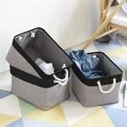 TcaFmac Storage Bins for Organization - Large 3 Pack Fabric Storage Basket for Shelves with Handles, Organizer Baskets for Organizing for Closet Cloth Dog Toy Baby (Black& Grey 16x12x8 inch)