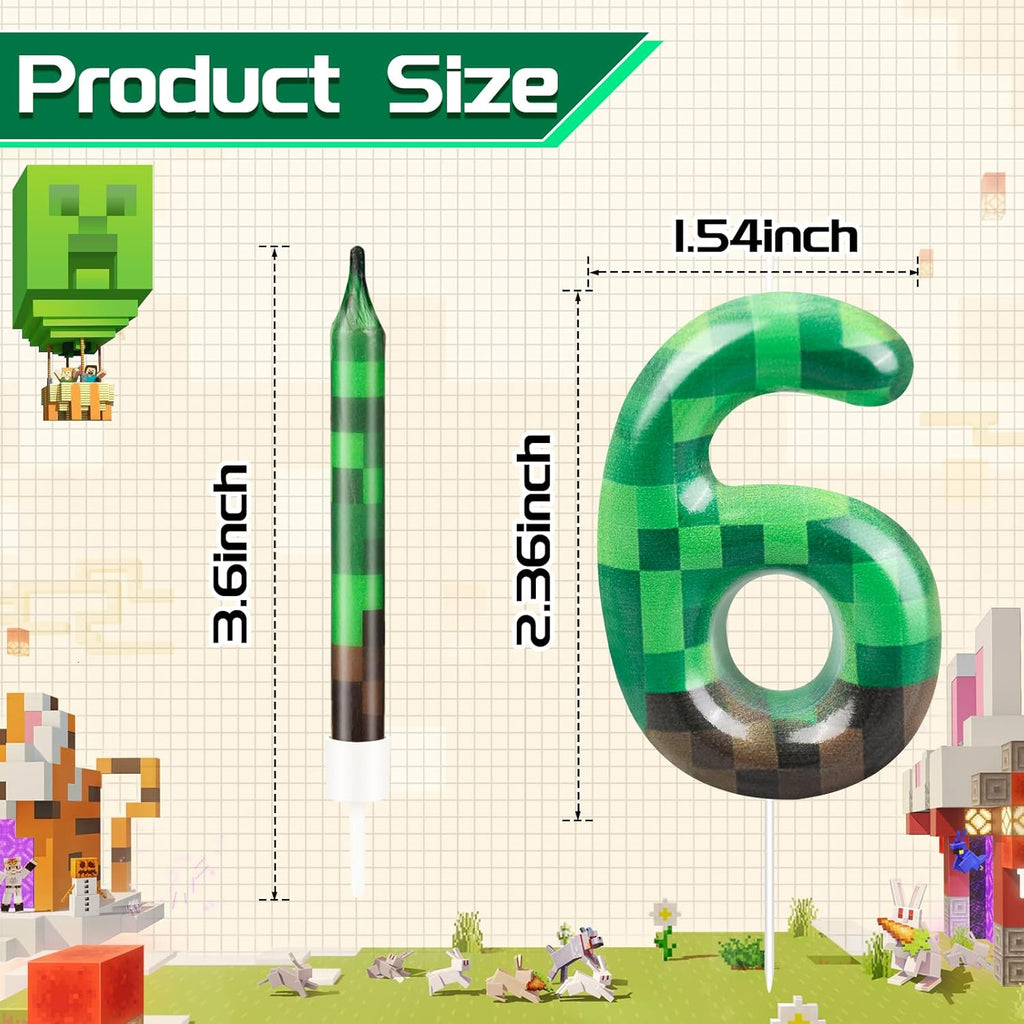 13 Pcs Dynamite Candles 12 TNT Themed Birthday Cake Candles and Number 6 Candle Cake Topper for Pixel Theme Birthday Party Anniversary Party Dynamite Theme Party Video Game Party Supplies (Number 6)