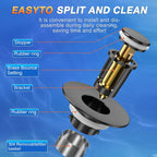 Sink Stopper Hair Catcher, Pop-up Sink Drain Strainer with Removable Stainless Steel Strainer Basket Hair Catcher, Bathroom Sink Strainer for Bathroom Sink Stopper Replacement (Matte Black)