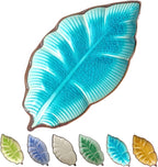 Ceramic Spoon Rest for Stove Top, Ice Cracks Leaf Cute Spoon Rest for Kitchen Counter, Cooking Spoon Holder for Kitchen Counter, Utensil Rest for Spoon Spatula Ladle or Tong, 1 PCS (B, Lake Blue)