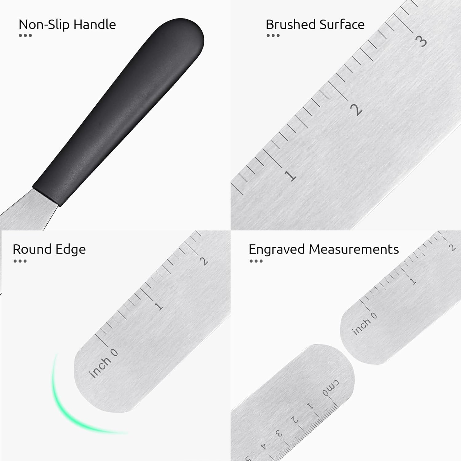 U-Taste 8in Cake Icing Spatula: Flexible Decorating Frosting Knife with Straight Thinner Stainless Steel Blade, Smooth Spreading Tools with Comfortable PP Handle for Cookie, Cream, Cupcake (Black)