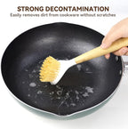 2 Pack Kitchen Scrub Brushes for Cleaning Dish Brush with Handle for Pans, Pots, Kitchen Sink Cleaning Scrub Brushes (Wooden Handle)