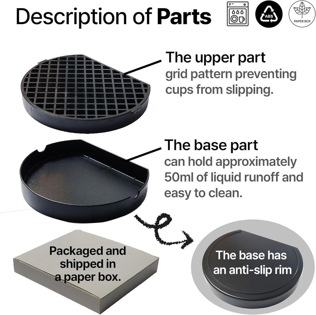 Coffee Drip Catcher 4 inches Small Drip Tray for Drink Dispenser Espresso Machine Carafe Tea Station Water Urn Durable ABS Plastic, Black, PDT0627S