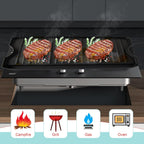 15.5" x 13.5" Reversible Cast Iron Griddle for Camp Chef 2-Burner Stove, Flat Griddle Plate for Camp Chef Single Burner, Explorer 2/3-Burner & Most Outdoor Charcoal,Camping Stove,Propane,Gas Grill