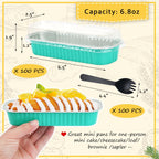 LNYZQUS Mini Loaf Baking Pans with Lids 100 Pack, 6.8oz Rectangle Mini Cake Tins Baking Cups,Disposable Aluminum Foil Baking Pan Muffin Tins Containers -Cyan Blue