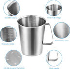 Stainless Measuring Cup (2000ML), KSENDALO 8 Cup Stainless Measuring Cup, Stainless Pitcher with Marking with Handle, 64 Ounces (2.0 Liter)