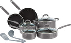 Amazon Basics Ceramic Non-Stick 12-Piece Cookware Set, Gray - Pots, Pans and Utensils