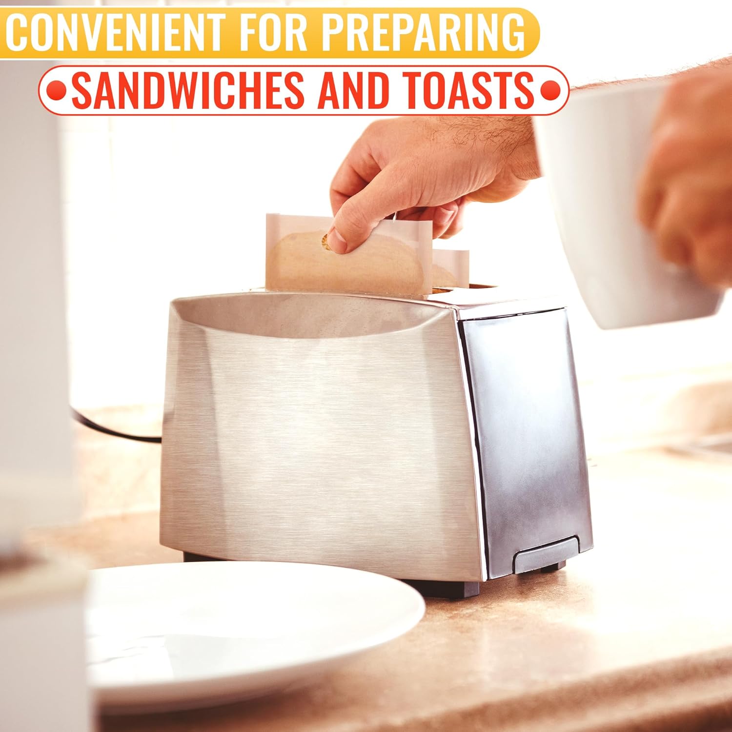 12Pcs Non-Stick Toaster Bags Reusable – 6.7"x7.5" Grilled Cheese Bags, Heat-Resistant & Easy to Clean | Mess-Free Toasting, Sandwiches, Panini & More | Compatible with Toaster, Oven, Microwave & Grill