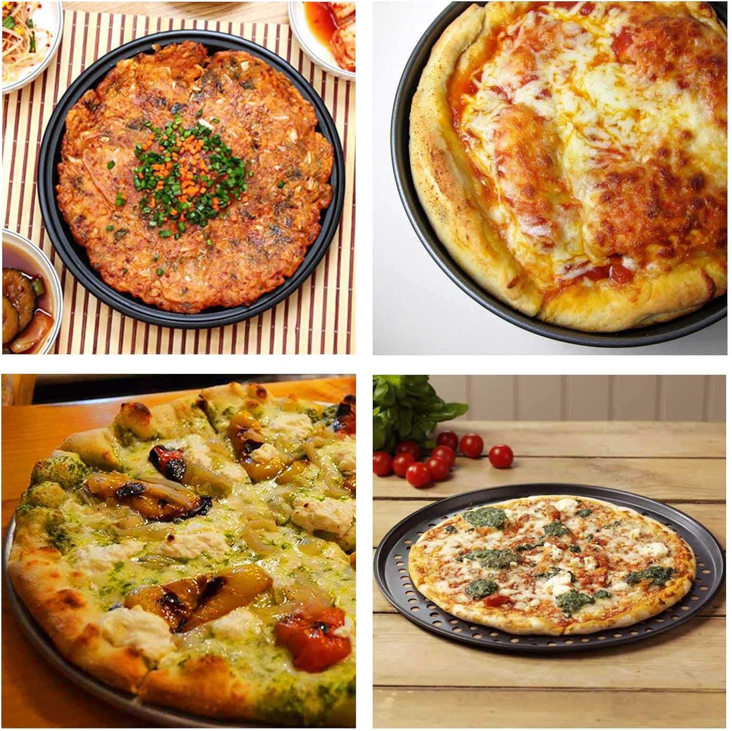 Handook Pizza Pan Set, Carbon Steel Pizza Pan with Holes, for Oven Baking Supplies & Home, Kitchen, Restaurant（9 Inch &10 Inch &12 Inch）
