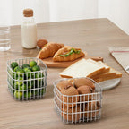 304 Stainless Steel Wire Mesh Fruit Basket Colander, 1.2L Countertop Storage Organizer for Fruits, Vegetables, Snacks.4.33 x 4.33 x 3.94 in (11cm,Rounded Square)