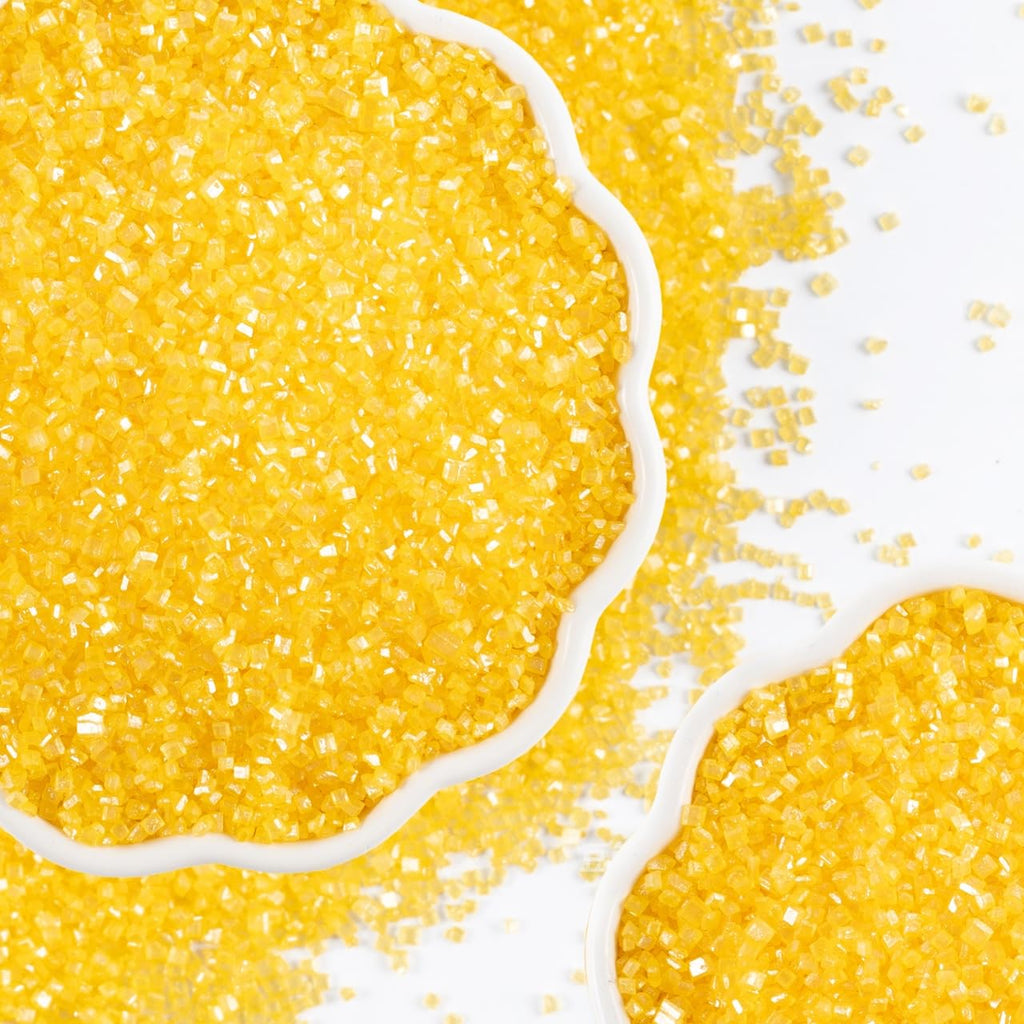 Yellow Sanding Sugar Edible Sugar Sprinkles for Cake Decorating Sparkling Edible Crystal Candy for Easter Wedding Party Baking Cupcake Cookie Ice Cream Decoration Supplies - 5.3 oz