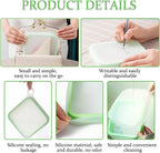 3 Pcs Sandwich Containers, Silicone Sandwich Storage for Lunch Boxes, BPA Free, Leakproof, Reusable Sandwich Holder for Fruit,Salad,Snacks and Food Storage, Microwave Freezer & Dishwasher Safe (Green)