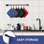 Joyhalo 4 Pack Pot Holders for Kitchen,Cotton Oven Holder with Great Heat Resistance,Non Slip Hot Pads for Kitchen Clearance,Dark Blue