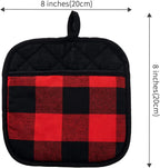 Joyhalo 4 Pack Pot Holders for Kitchen,Cotton Oven Holder with Great Heat Resistance,Non Slip Hot Pads for Kitchen Clearance,Black and Red