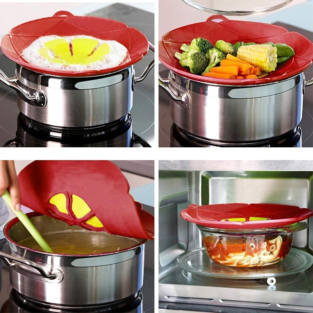 2 Pack Spill Stopper Lid Cover, 10.2 inch and 11 inch, Boil Over ‎Spill Stopper, Microwave Splatter Food Cover, BPA-Free Silicone Lids and Dishwasher Safe, for Home Kitchen