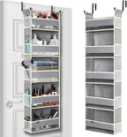 Over The Door Organizer 5-Shelves and 10 Side Pockets, Over The Door Storage for Bathroom Bedroom Nursery, Hanging Door Organizer for Baby Diapers and Kids Toys (13"x5"x44", Grey)