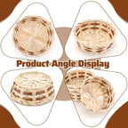 12 Pack Round Gift Baskets, 7" Small Bamboo Woven Bread & Fruit Baskets, Food Storage Serving Basket for Kitchen, Restaurant, Centerpiece Display, Party, Wedding