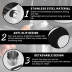 Espresso Knock Box, Stainless Steel coffee grounds container, Espresso grounds knock box With Non-slip Base and Removable Bar