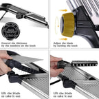 Adjustable Mandoline Slicer for Vegetables, Fruits, Stainless Steel with Cut-Resistant Gloves, Black/Silver