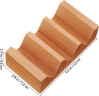 Kichvoe Sushi Holder Wooden Serving Stand: Taco Holder Sushi Rack with 3 Slots - V Shaped Japanese Cuisine Serving Tray for Kitchen Counter Or Dining Table, 5.11 * 2.87 * 1.69inch