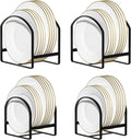 4 Pack Kitchen Plate Holder Organizer for Cabinet Space Saver Dinner Dish Plate Storage Rack Upright Dish Drying Racks Metal Dish Racks Stand for Cupboard and Countertop 2 Large 2 Small Black