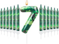 13 Pcs Camo Themed Birthday Candles 12 Army Themed Birthday Cake Candles and Number 7 Candle Cake Topper for Birthday Party Camouflage Motif Party Hunting Themed Party Decoration Supplies (Number 7)