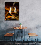 Looife Kitchen Wine Bottle Canvas Wall Art, 12x16 Inch Gallery Wrapped Whiskey Wine Glass Cup Picture Prints Wall Decor, Modern Art Deco for Dining Room and Bar Wall Decoration