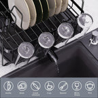 Runnatal Large Dish Drying Rack with Drainboard Set, Dish Rack, Extendable Dish Rack, Utensil Holder, Cup Holder, Expandable Dish Drainer for Kitchen Counter
