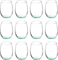 DISCOUNT PROMOS Stemless Wine Glasses by ARC 5.5 oz. Set of 12, Bulk Pack - Perfect for Hotel, Bar, Restaurant or Lounge - Green