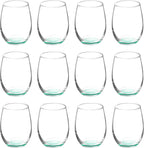 DISCOUNT PROMOS Stemless Wine Glasses by ARC 5.5 oz. Set of 12, Bulk Pack - Perfect for Hotel, Bar, Restaurant or Lounge - Green