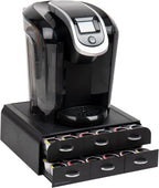 Mind Reader Single Serve Coffee Pod Organizer with 2 Drawers, 72 Pod Capacity, Countertop, 14"L x 12.25"W x 4.75"H, Black