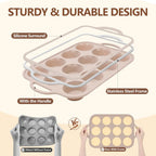 Vinino 8-Piece Baking Pans Set Nonstick, Bakeware Set includes Silicone Muffin, Loaf, Cake Pans with Metal Reinforced Frame, and Carbon Steel Roasting Pan, Cookie Sheet, Cooling rack for Oven