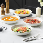 MALACASA 8.85" Large Pasta Bowls, 42 OZ White Salad Bowls Soup Bowls, Porcelain Serving Bowls Set of 4, Large Kitchen Bowl Plates Pasta Plates, Microwave & Dishwasher Safe, Series REGULAR